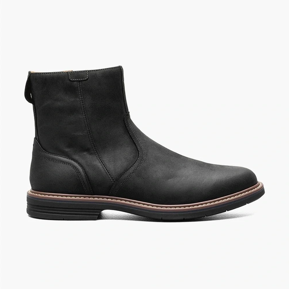 S73 NWT/NIB Florsheim NORWALK  Plain Toe Side Zip Boot Black 8.5